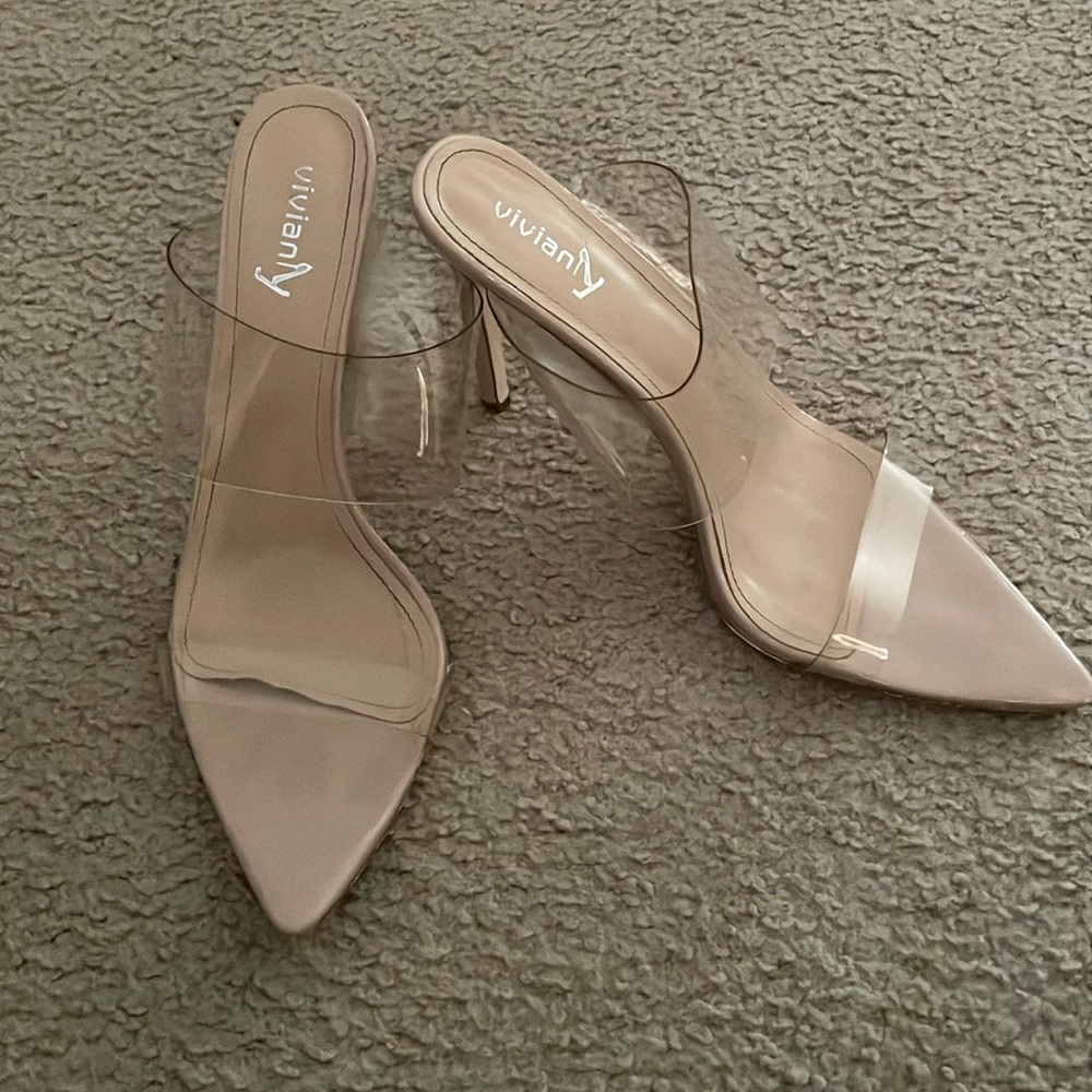 {Vivianly} Roxy 110 Clear Stiletto Heels